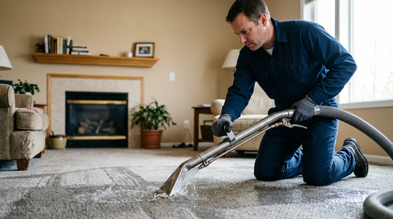 Water damage restoration technician working near Paloma, IL